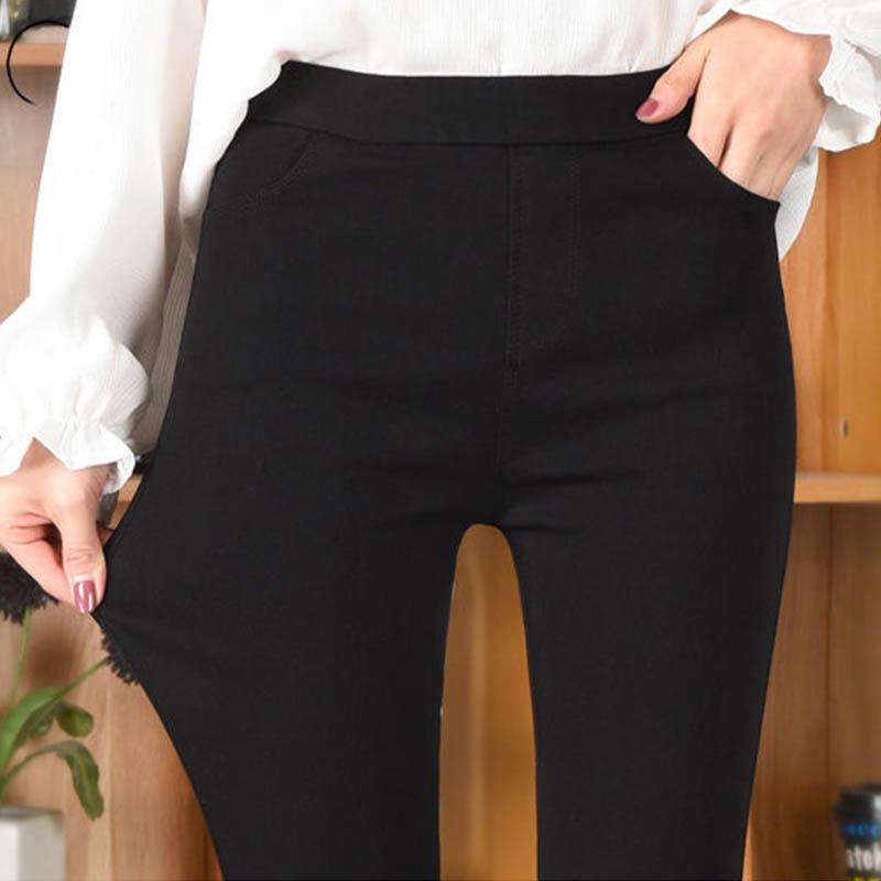 Autumn and Winter Thick Lace Flared Leggings Women's Stretch Outer Wear Plus Velvet Thick Slim Nine-point Mother Trousers