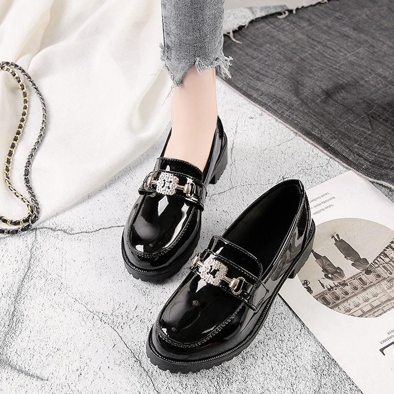 Women 'S Leather Shoes Female Students Wild Round Head Flats Thick Bottom Spring And Autumn Women 'S Loafer