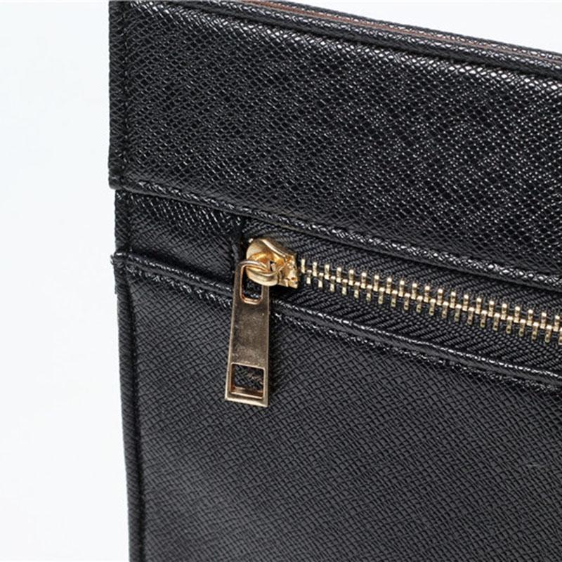 Business Briefcase Men PU Leather Zipper Buckle Waterproof A4 Paper Ipad Bags Handbag Clutch Bag
