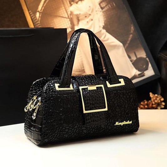 Genuine Leather Handbags Fashion All-match Handbags Atmospheric One-shoulder Messenger Bag Crocodile Pattern Middle-aged Mother Bag