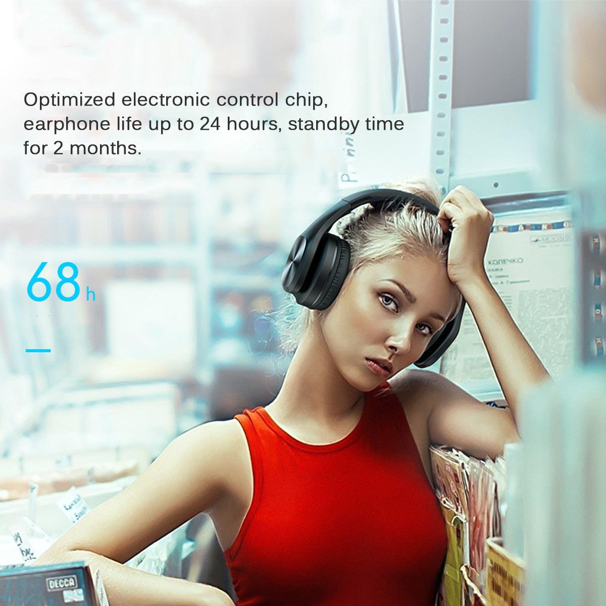 Wireless Bluetooth Headset Quality Stereo Foldable Gaming Headphone with Mic for PC Mobile Phone Mp3