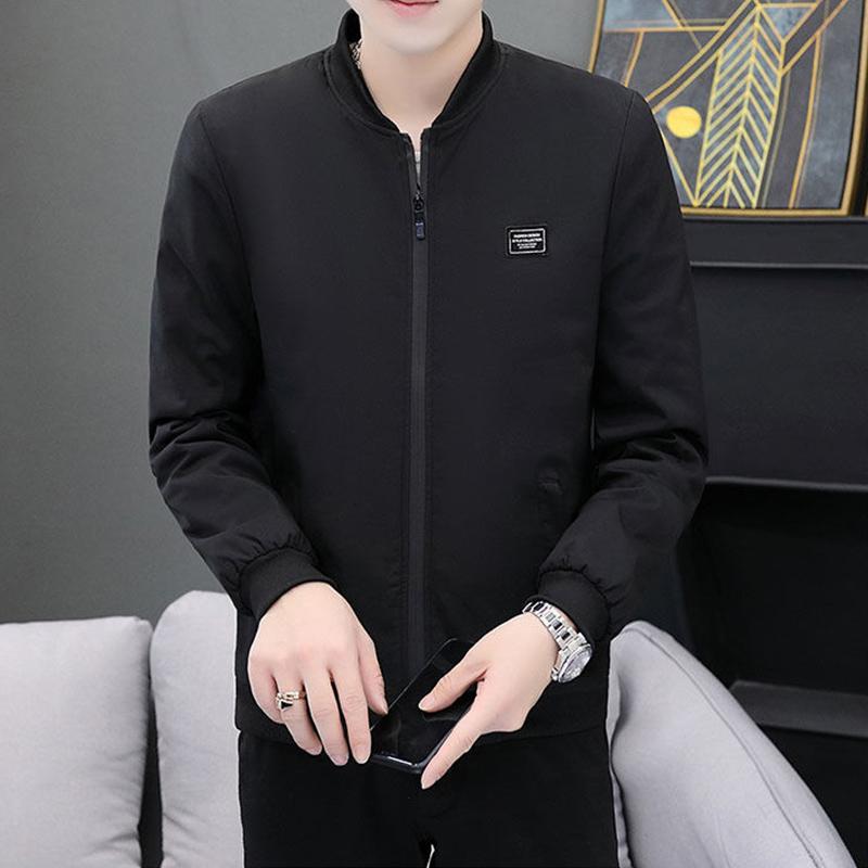 Winter Plus Velvet Thickening Men's Youth Thin Slim Casual Fashion Trend Stand-up Collar Jacket