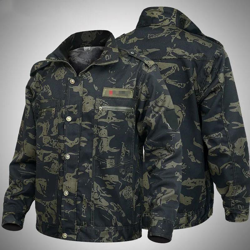 Camouflage Clothing Men's Overalls Jacket Spring and Autumn Loose Wear-resistant Auto Repair Site Labor Protection  Outdoor Military Training Clothing