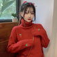 Strawberry Embroidery Turtleneck Sweater Women's Autumn and Winter Warm Loose Sweater