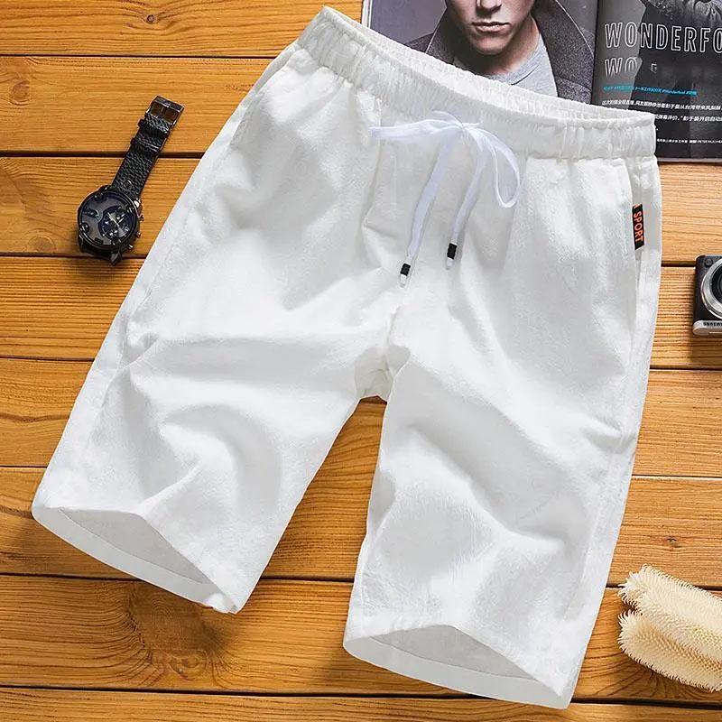 Men's Shorts Summer Outer Wear Cotton and Linen Five-point Pants Loose Casual All-match Breathable Plus Fertilizer Plus Size Linen Shorts