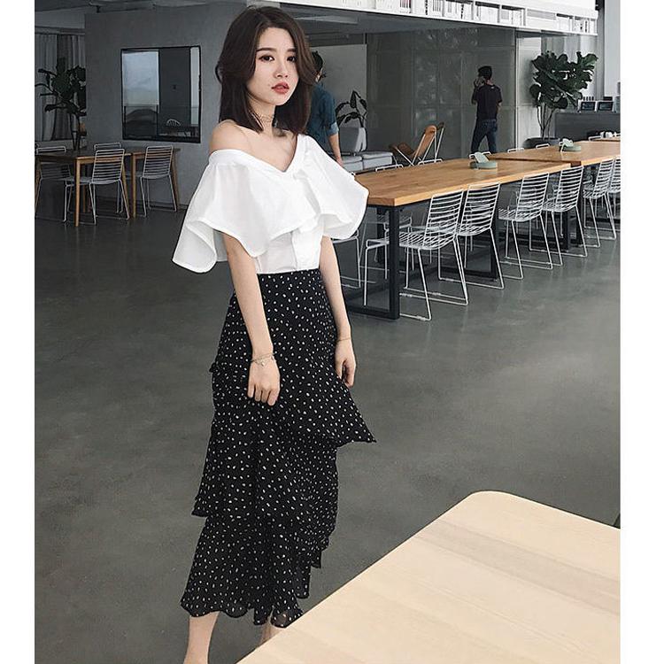 Women's Irregular Ruffled Beach Long Skirt Polka Dot Maxi Skirt Women 2020 Summer Bohemian Skirts