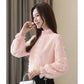 Lace Bottoming Shirt Autumn and Winter Fashion Trend Chiffon Shirt Flocking Blouse