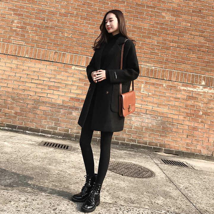 Wool Coats Autumn Winter Womens Jackets Slim Woolen Cardigan Coat  Elegant Blend Women Overcoat