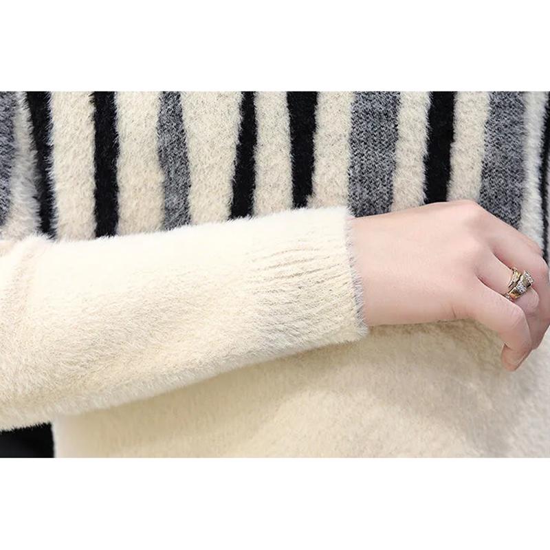 Men's Mink Fleece Crew Neck Sweater Korean Style Autumn and Winter Slim Knit Sweater Shirt Pullover Printing Long Sleeves Top Shirt Soft Sweater