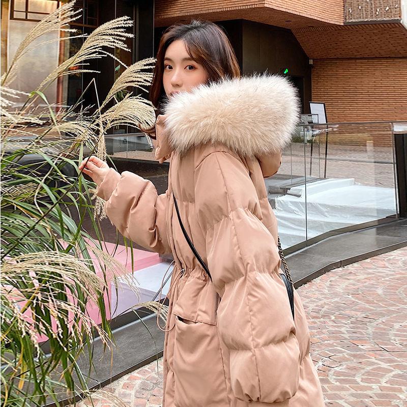 Winter Padded Jacket Female Korean Version Loose Student Waist Long Section Over The Knee Padded Jacket