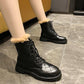 Waterproof Non-Slip Flat Ankle  Boots Women Plus Velvet Winter Boots Ladies Leather Snow Boots Female Martens Boots