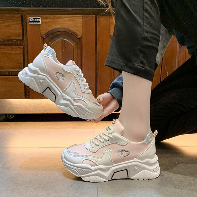 Thick-soled Heightened Comfortable Sneakers for Female Students Korean Version of All-match College Style Old Shoes