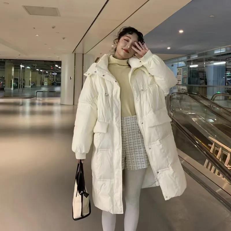 Women's Mid-length Down Jacket Korean Style Loose Thick Warm Duck Down Jacket