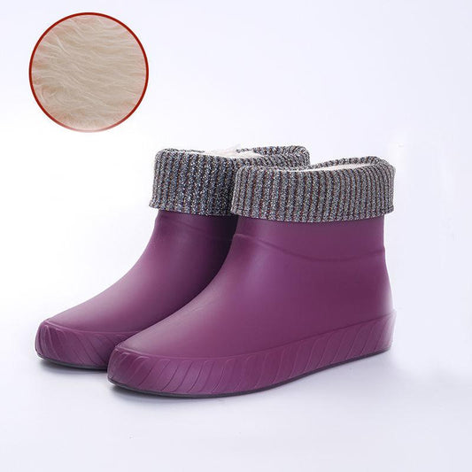 Four Seasons Non-slip Short Tube Cotton Shoes Plus Velvet Thickening Warm and Comfortable Waterproof Boots
