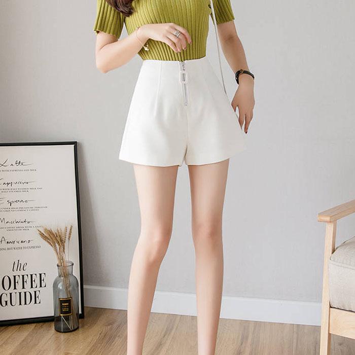 Pofulove Summer Women High Waist Zipper Chiffon Wide Leg Pants Casual Loose Slim Mini A-line Pants