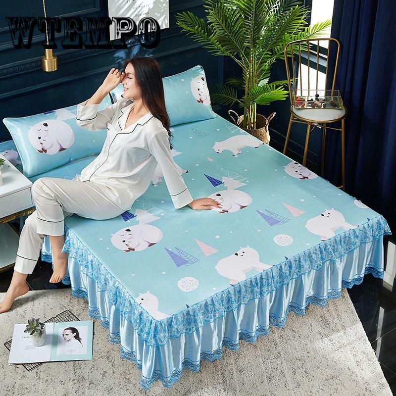 Brand 3 Pcs Set Summer Bed Mat Ice Silk Bed Sheet Pillowcase Set Cool Home Textile