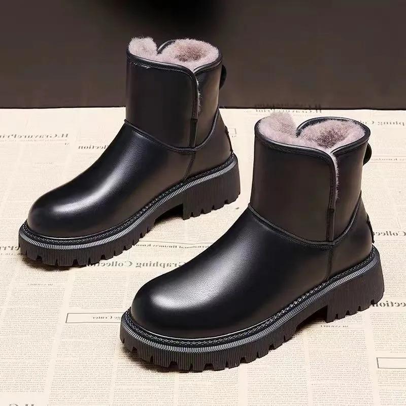Snow Boots Women Winter Short Boots Large Cotton Waterproof Non-slip Thickening Plus Velvet Bread Shoes Cotton Shoes