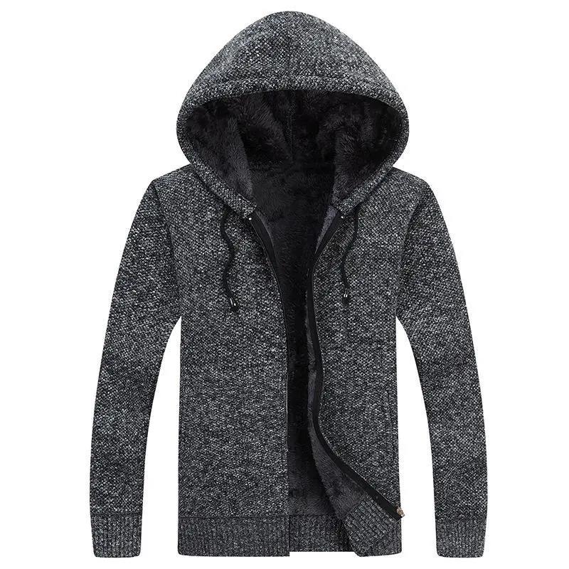Autumn and Winter Men's Plus Velvet Knitted Cardigan Zipper Sweater Jacket Large Size Loose Knitted Cardigan Jacket Jacket