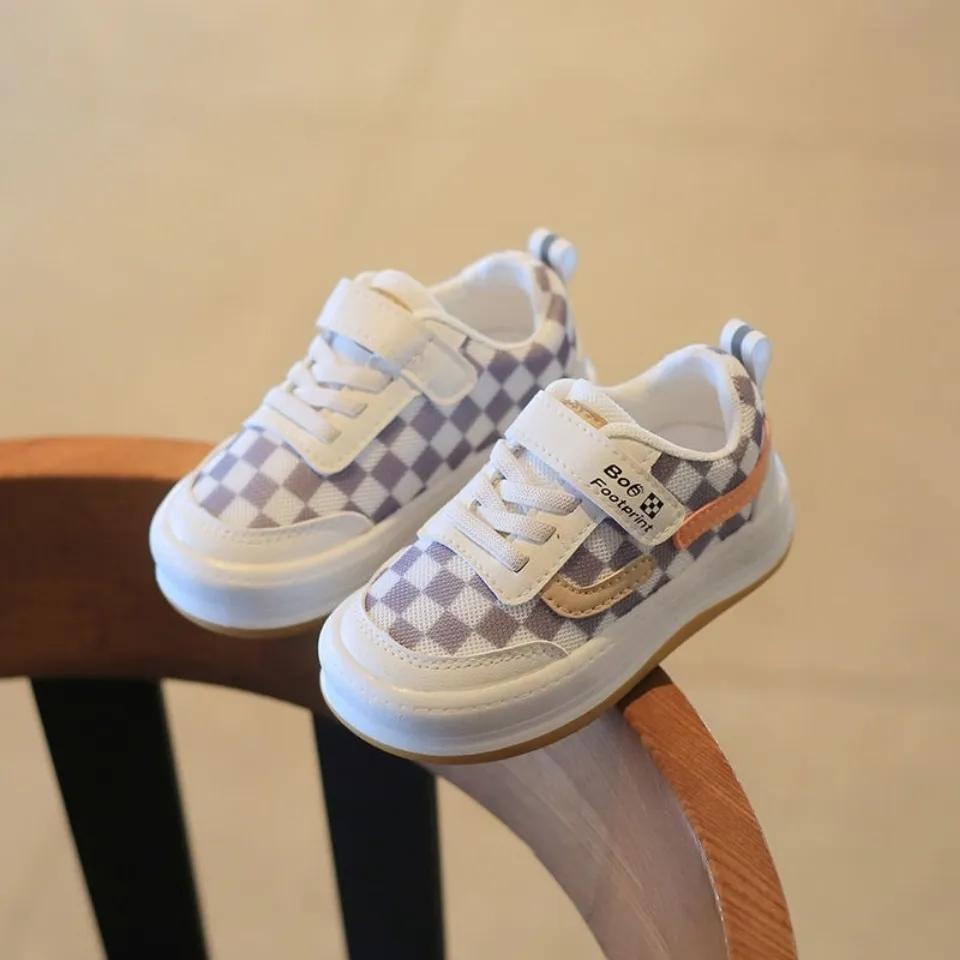 Children's Shoes Girl Shoes Fashion Simple Children's Plaid Sports Shoes Spring and Autumn Single Shoes Boys Casual Shoes
