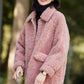 Fashion Ladies Lapel Lamb Velvet Jacket Winter Long Large Size Button Jacket Thick Warm Long-sleeved Cardigan Jacket