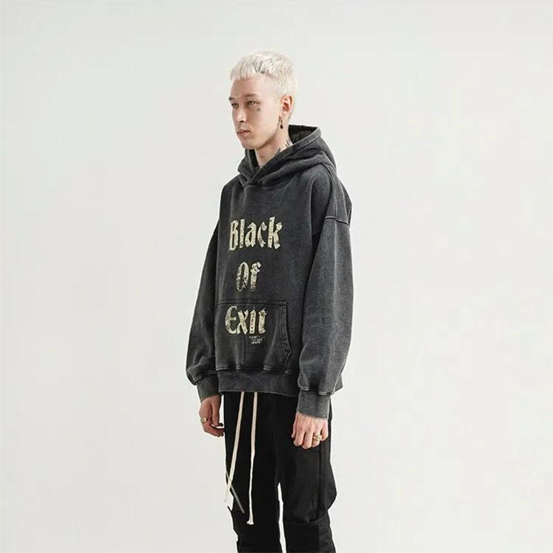 High Street Old Retro Hoodie Men and Women Original Heavy Industry Vintage Casual Washed Couple Sweater Loose Big Pocket Pullover Sweater