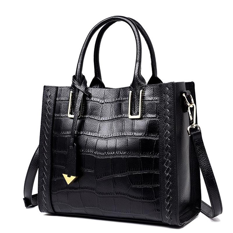 The First Layer of Cowhide Crocodile Pattern Women's Handbags Shoulder Bag Women Fashion Shopping Leather Handbags Large Bags