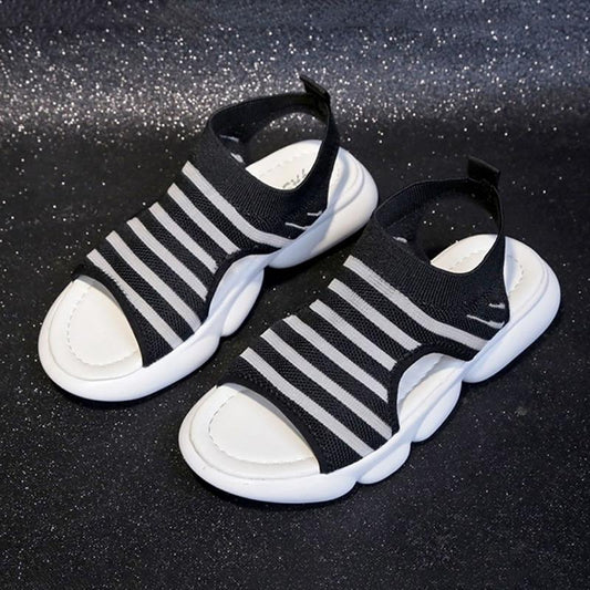 Sports Sandals Women's Summer All-match Non-slip Flat-bottomed Simple Casual Thick-soled Striped Comfortable Breathable Lightweight Sandals