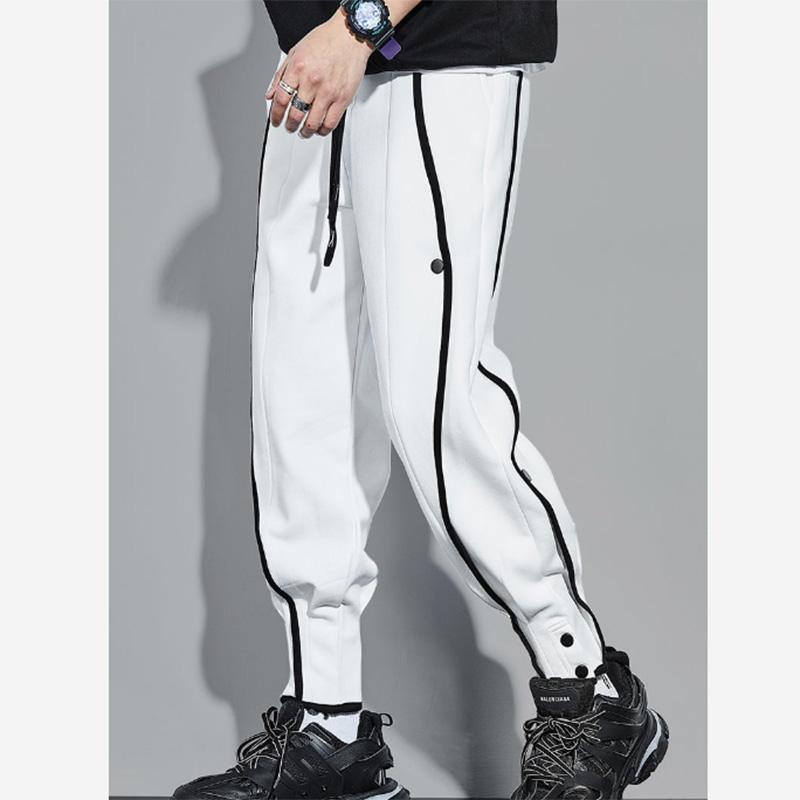 Solid Color Casual Sports Pants Men's Loose Beam Feet Handsome Button Sports Trousers Buttoned All-match Harem Overalls