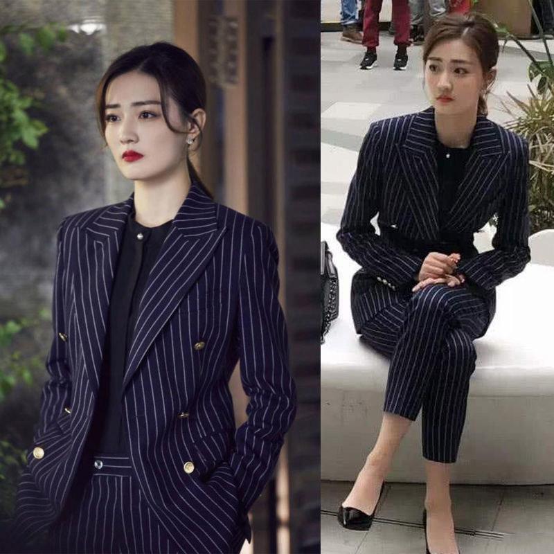 Spring and Autumn Suit Two-piece Suit Temperament Business Wear Fashion British Style Casual Work Wear Formal Jacket Women