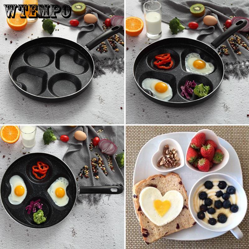 WTEMPO Pans Creative Non-stick Egg Ham Frying Pans No Oil-smoke Breakfast 4 In 1 Grill Pan Cooker