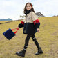 Girls' Warm and Windproof Winter Clothes Plus Cotton Padded Jacket Lamb Wool Korean Children's Top