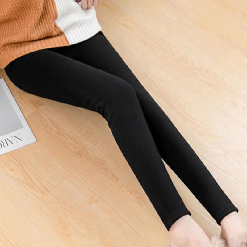 Women's Winter Plus Velvet Leggings Black Trousers Thin Thick Stretch Pants Solid Color Warm Plus Size Slim-fitting Pants