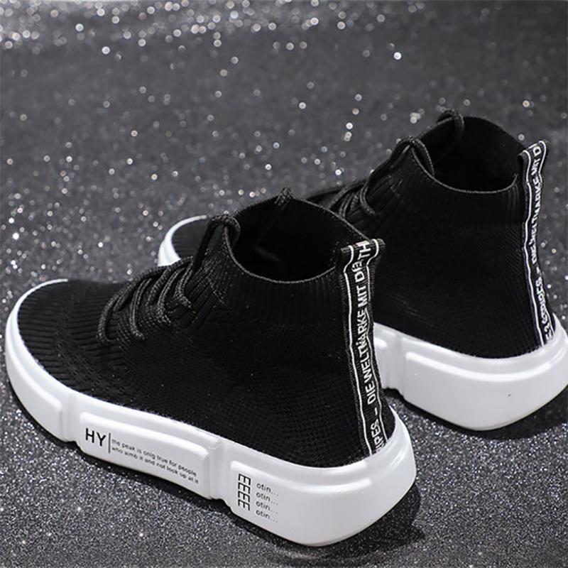 High-top Shoes Women's Summer New Style Shoes Flying Woven Breathable Casual Sports White Shoes