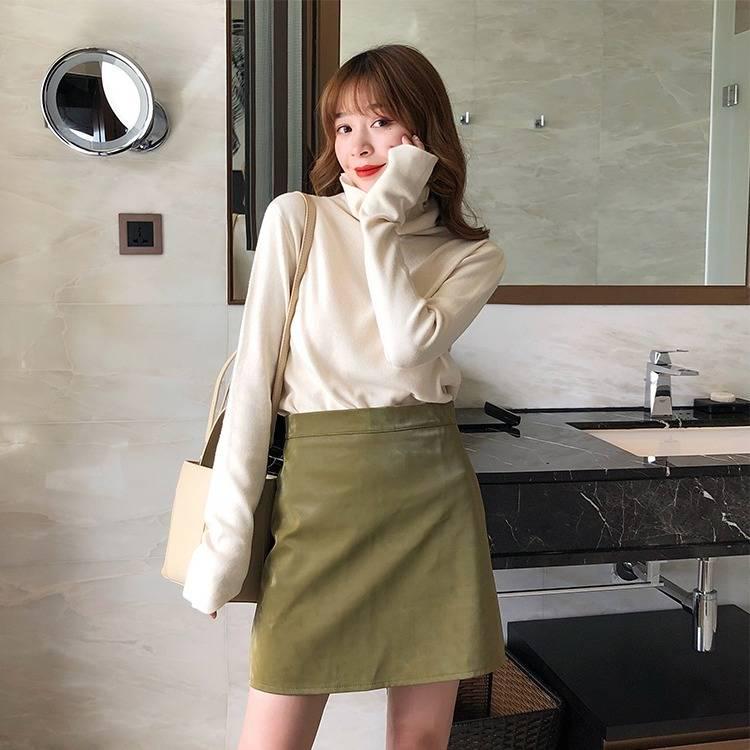 Pofulove Autumn Winter Pile Collar Loose Pullover Sweater Women Turtleneck Bottoming Thick Shirt