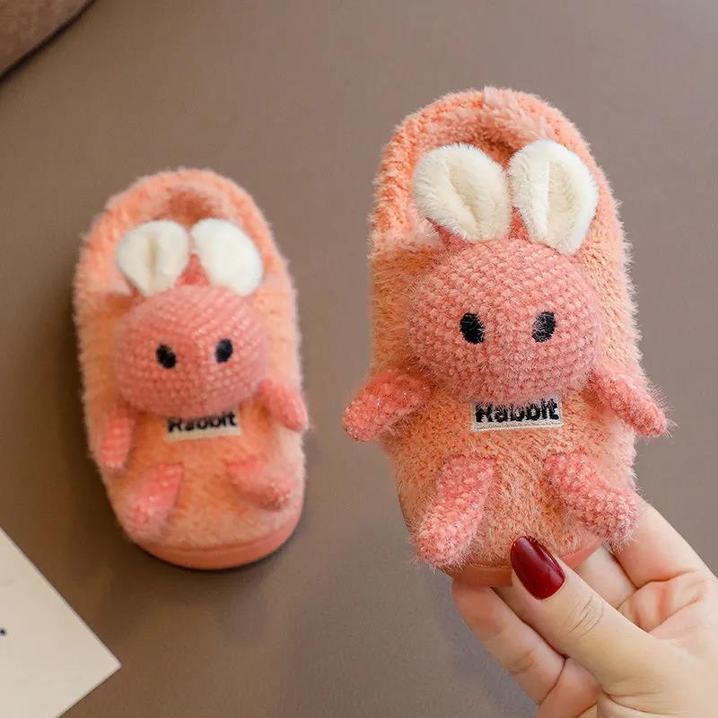 Winter Children's Cotton Slippers Boys and Girls Princess Infants 1-3 Years Old 2 Anti Slip Warm Bag Heel Baby Cotton Slippers