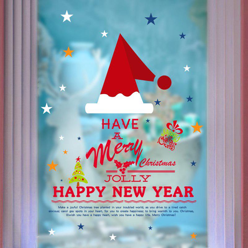 [Wall sticker ]Christmas Hat Tree Wall Stickers Home Decor Living Bedroom Shop Glass Door Decoration