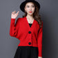 Autumn and Winter V-neck Loose Sweater Bat Shirt Short Knit Top Fashion Casual Women's Jacket