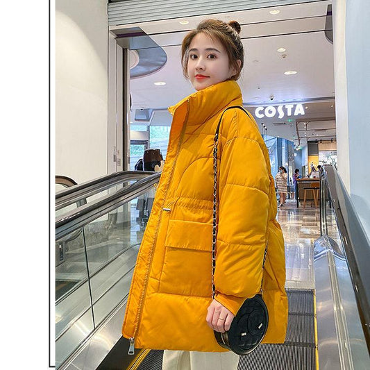 Winter Short Capless Stand-collar Down Padded Jacket Women Loose Bread Coat Stand-up Collar Loose Winter Thick Warm Cotton Jacket
