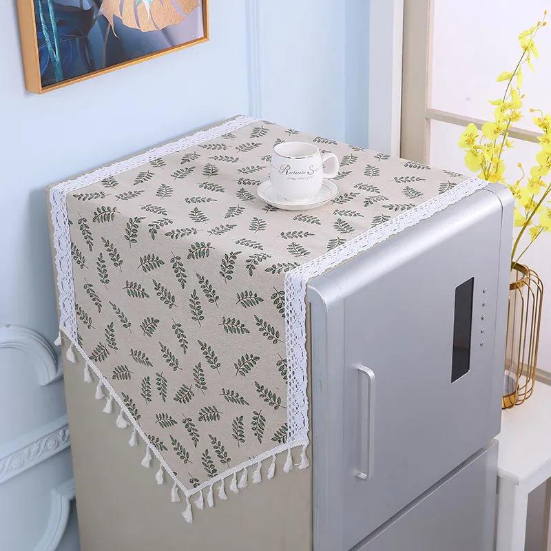 Simple Refrigerator Towel Dust Cover Cloth Household Appliance Washing Machine Cover Towel Dust Cover Cotton Linen Cloth