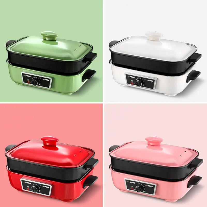 British Multi-function Cooking Pot Barbecue Meat Boiler Household Electric Pot for Frying and Cooking Fried Egg Barbecue Plate