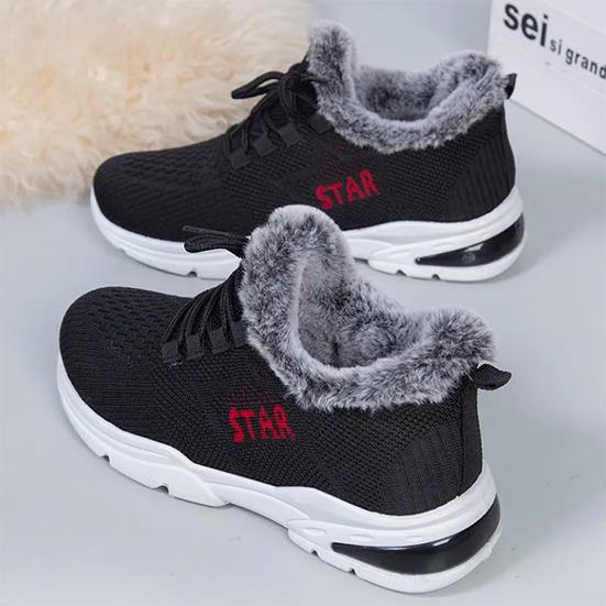 Women's Winter Breathable Flat Cotton Shoes Female Plus Size Plush Thickened Soft Sole Anti Slip Cotton Shoes