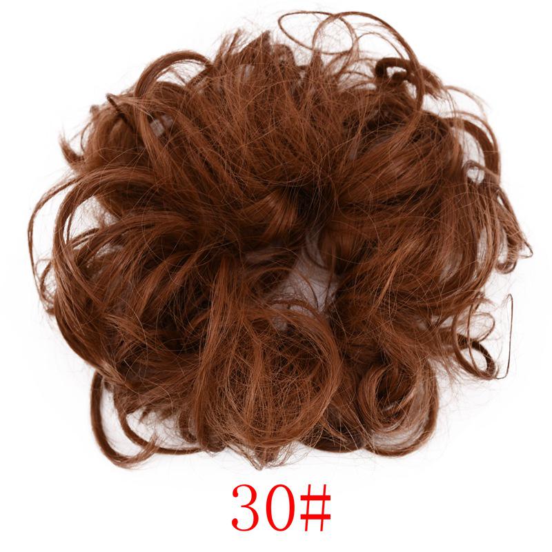 Girls Curly Scrunchie Chignon Rubber Band Multicolor Synthetic Hair Ring Wrap on Messy Bun Ponytails