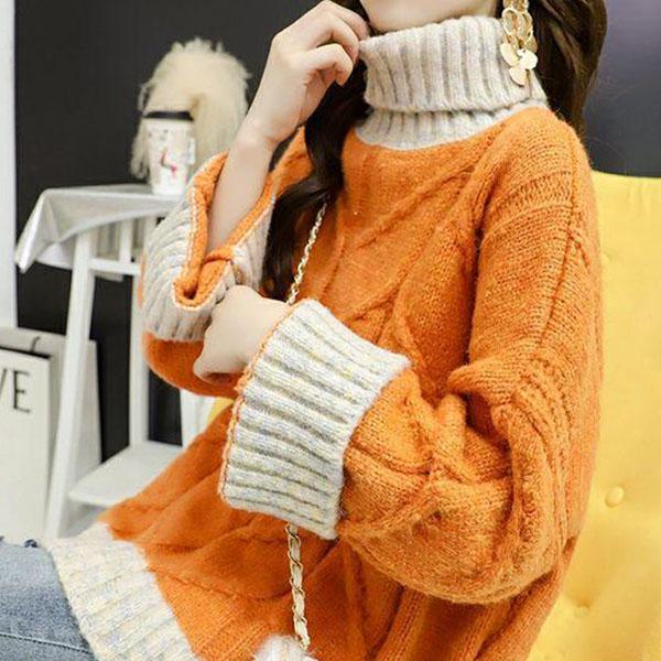 Autumn and Winter Turtleneck Sweater Women Loose Outer Wear Lazy Style Wild Thick Thick Top  for Outer Wear
