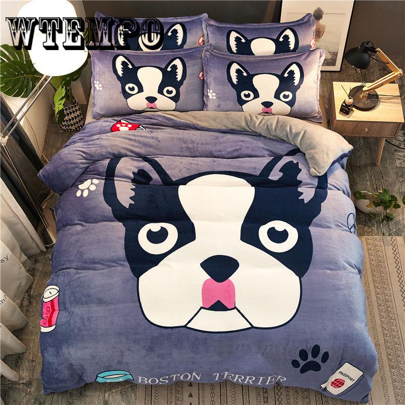Thick Plush Duvet Cover Set Fashion 4pcs Bedding Sets Queen Size Flat Bed Sheet Comforter Duvet Sets