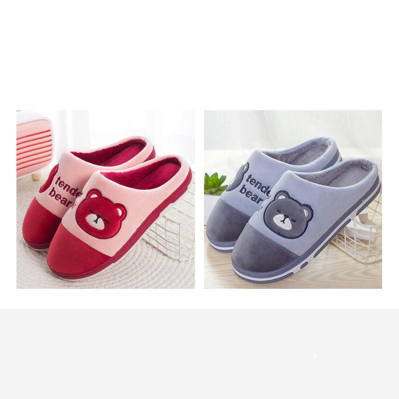 Household Couple Slippers Warm Thick Plush Slippers Winter Unisex Indoor Cotton Slippers
