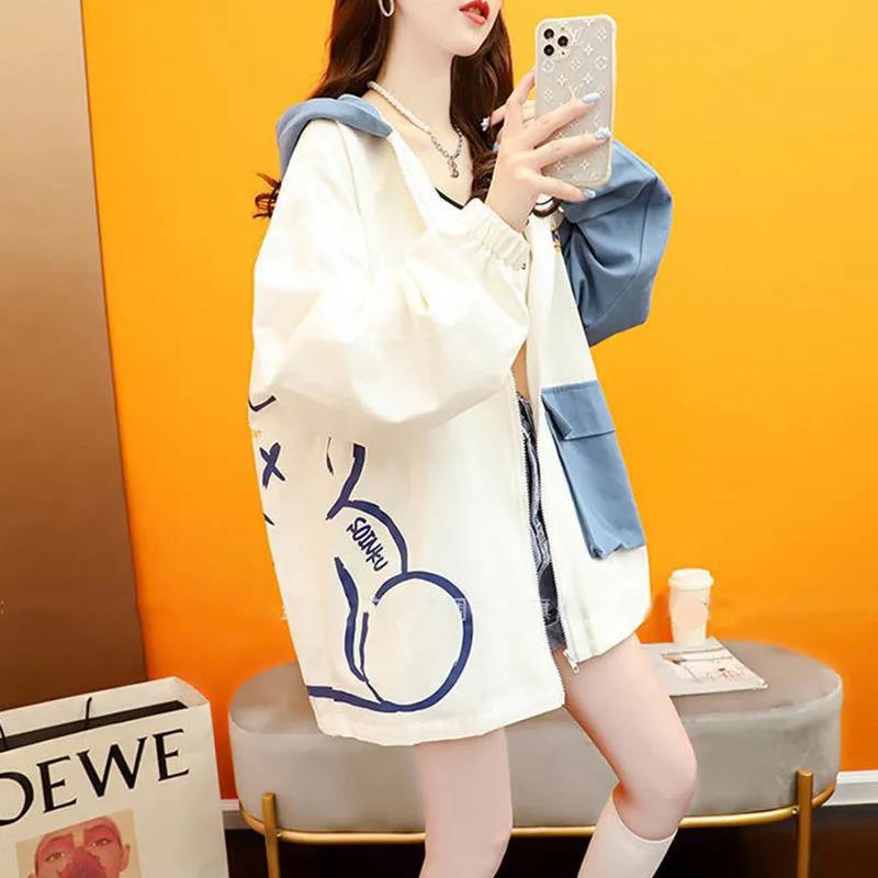 Spring & Fall Thin Sweater Hooded Coat Casual Loose Windbreaker Boutique Comfortable Top for Young Girls