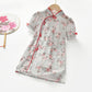 Children's Girls Skirt Summer Dress Little Girl Dress Chinese Style Classical Chiffon Floral Embroidery Cheongsam Skirt