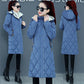 Loose Argyle Hooded Parkas Women Fashion Solid Thick Long Coats Women Elegant Cotton Jackets Female Ladies Winter Jacket