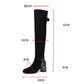 Women's Thick Heel Over Knee Boots High Heel Elastic  Boots Autumn  Winter Plus Fleece High Boots