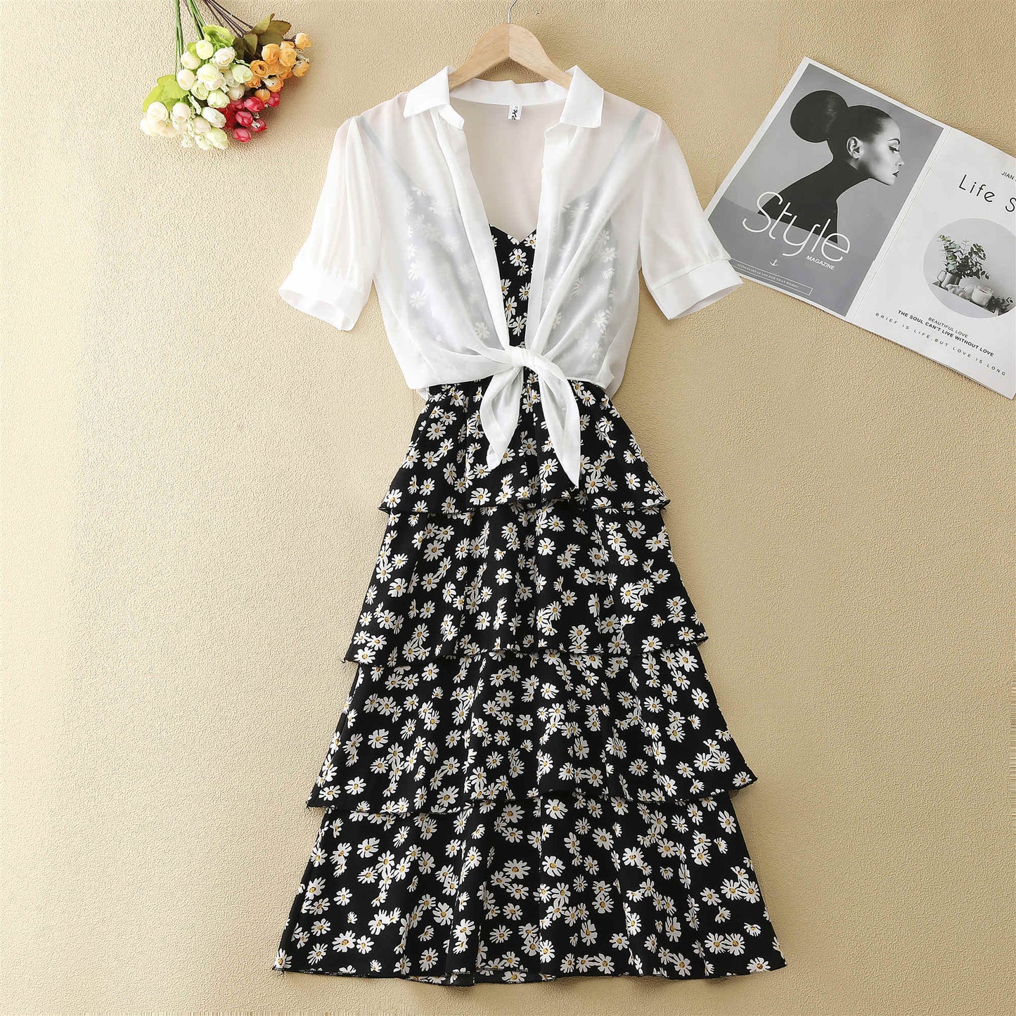 2piece Set Floral Print Sling Mid-length S-XXXXL Women's Summer Dress Chiffon Vacation Sandy Beach Daily Wear
